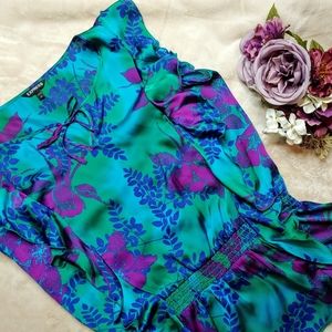 Express Gorgeous Jewel Tone Floral Silky Blouse